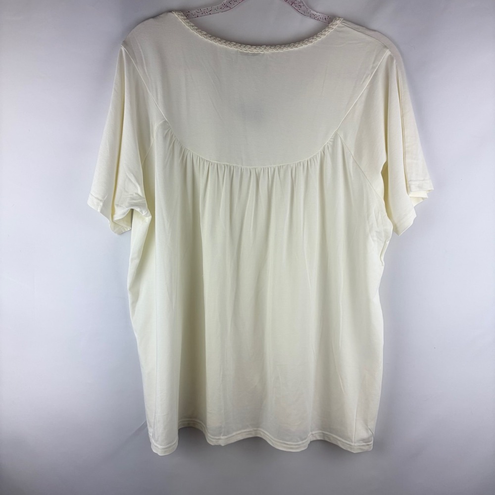 Laurie Felt Top XS Ivory‎ Braided V-Neck Boho Chic Coastal Grandma Soft Bamboo - Picture 7 of 9